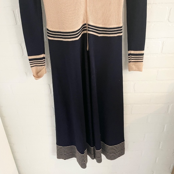 Vintage 60s 70s Knit Midi dress Concelli Academia Varsity Tie-front Blokecore 12 - Picture 13 of 13